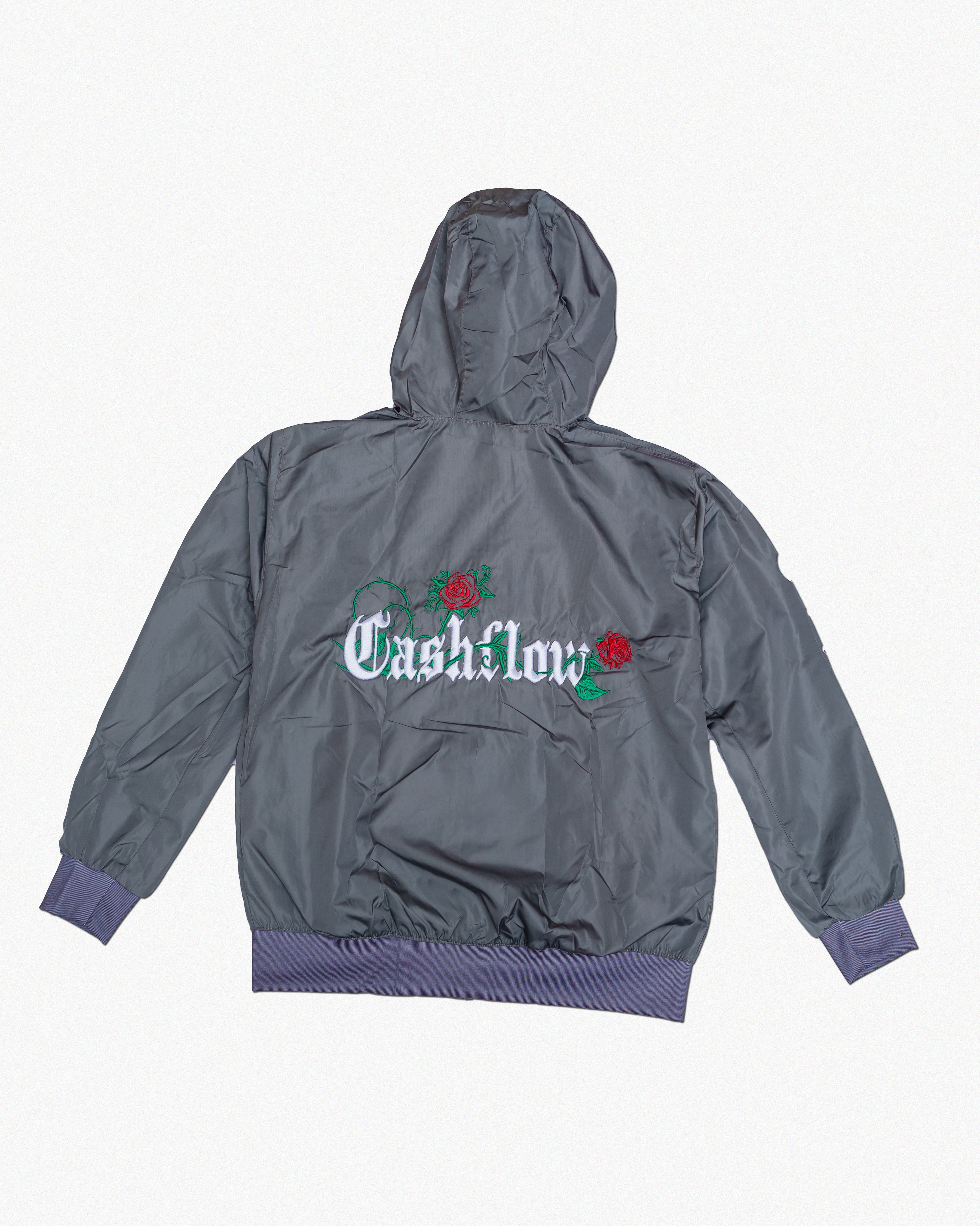 Grey Cashflow Embroidered Windbreaker