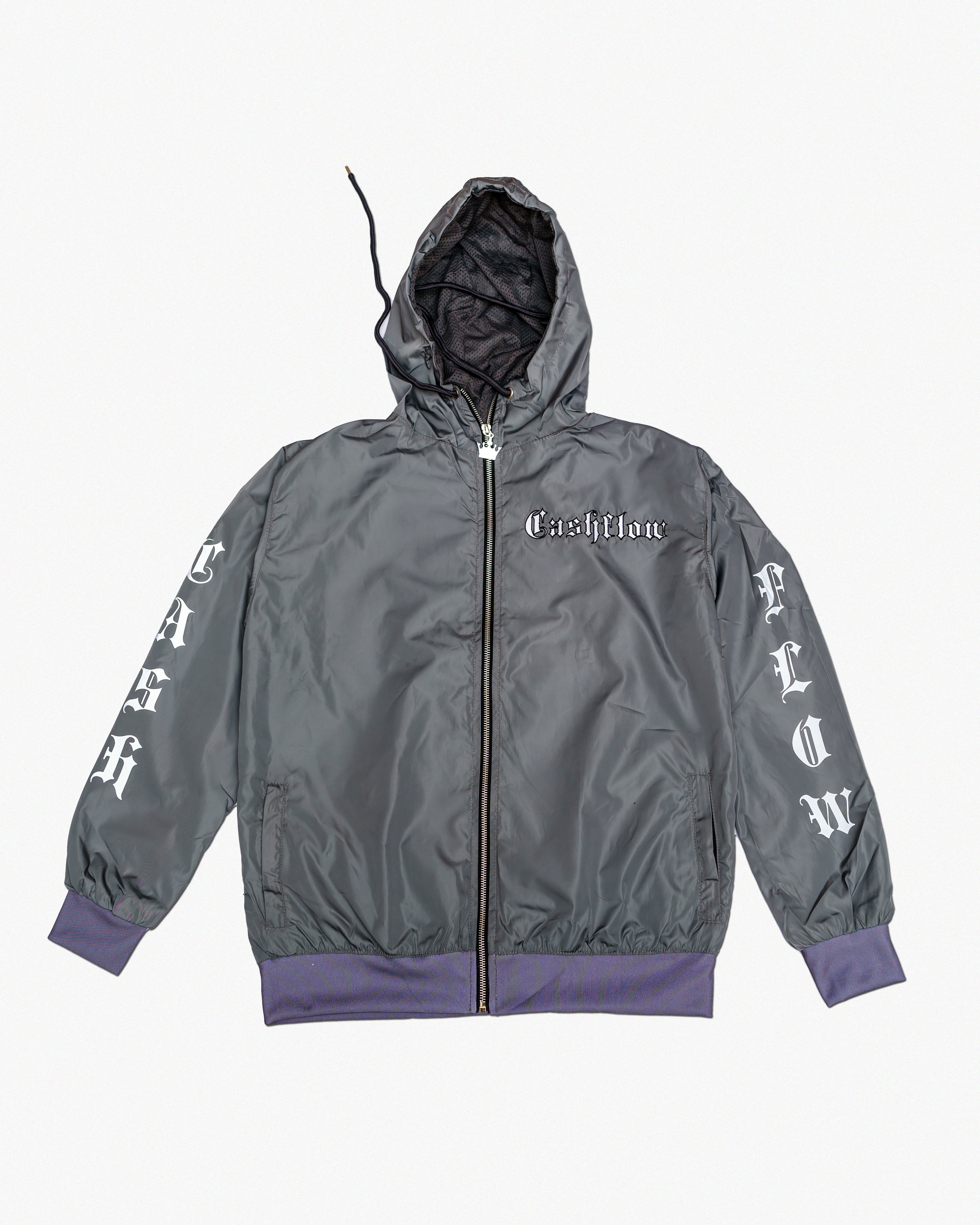 Grey Cashflow Embroidered Windbreaker