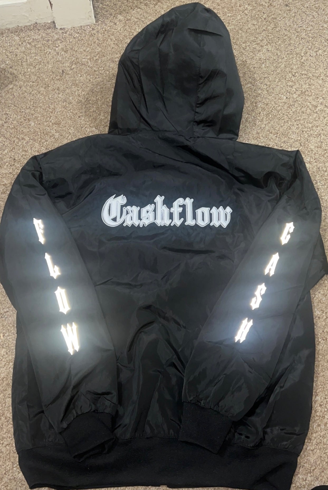 PRE ORDER --- Cash Flow Embroidery windbreaker - Black – CFclothingLDN